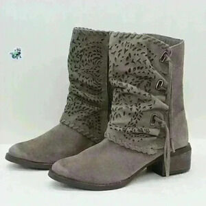 Naughty Monkey Women's Vamp Phyer Taupe Suede Leather Ankle Boots Size US 8